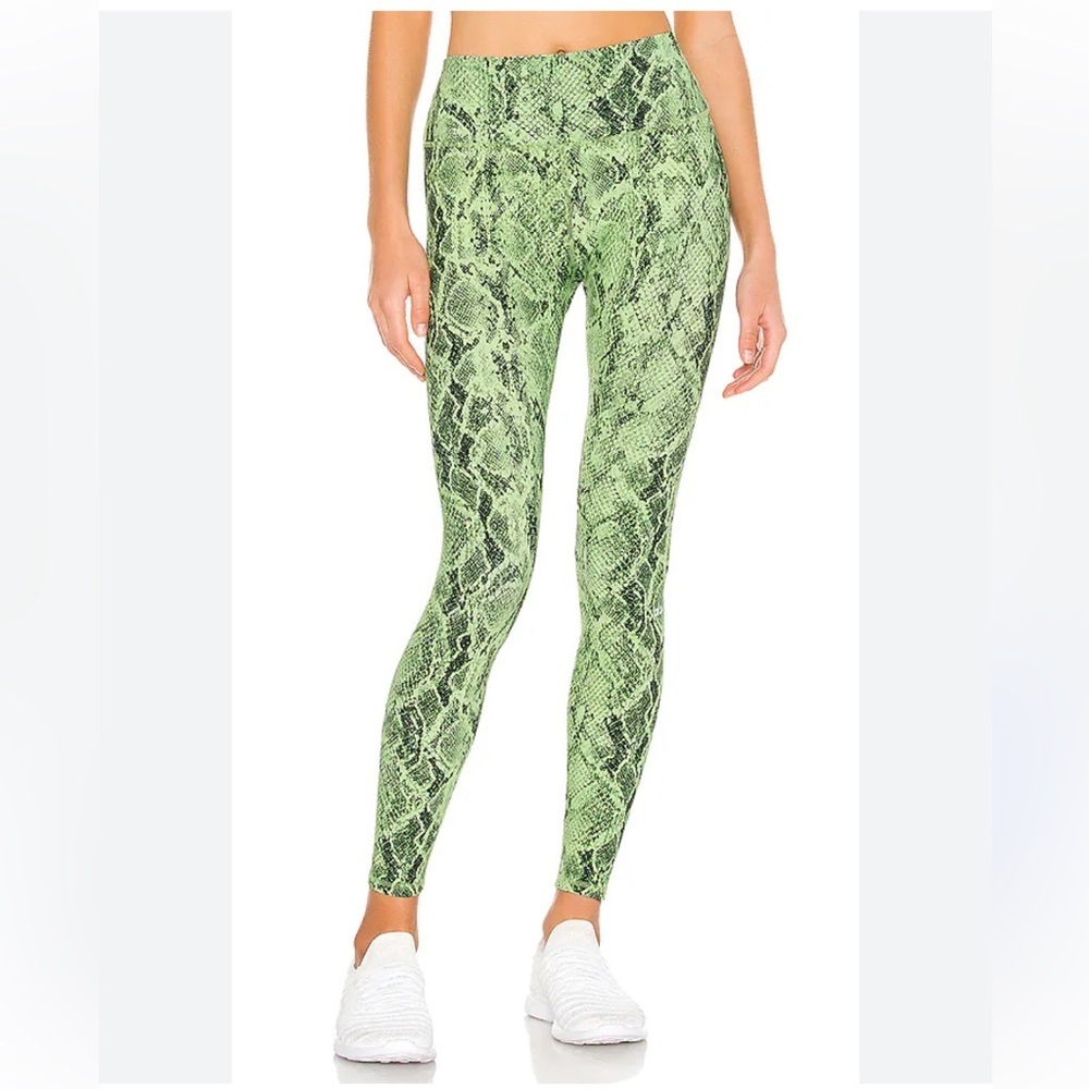 ALO Yoga Neon Green Snake-Print High-Rise Leggings